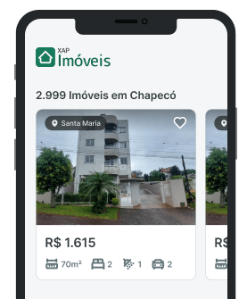 Aplicativo Xap Imóveis aberto em um celular